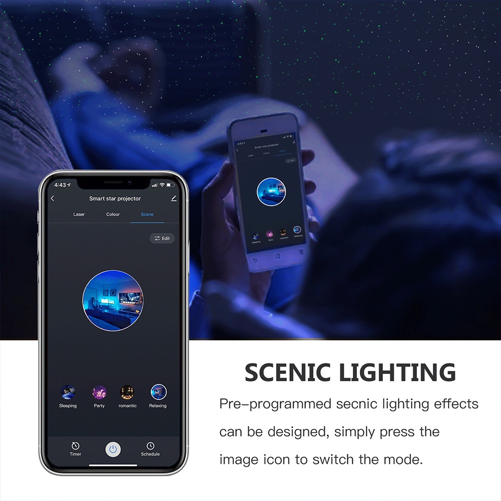 Máy chiếu đèn LED thông minh kết nối wifi không dây hình bầu trời đầy sao nhiều màu sắc
