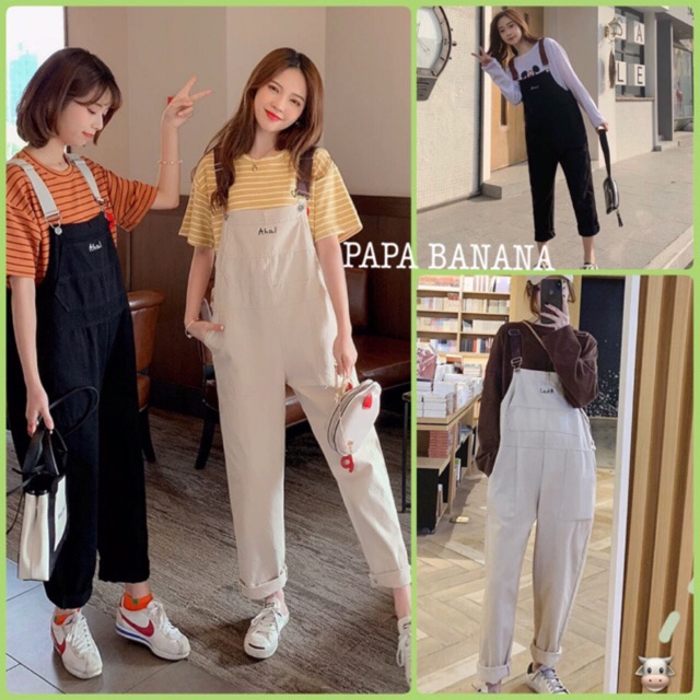 Quần yếm ✨FREE SHIP✨Quần kaki thêu AHA dây phối | WebRaoVat - webraovat.net.vn