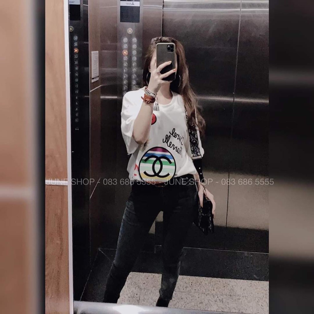 ÁO PHÔNG TRẮNG IN TRÁI TIM HỌA TIẾT CHỮ HOT HIT