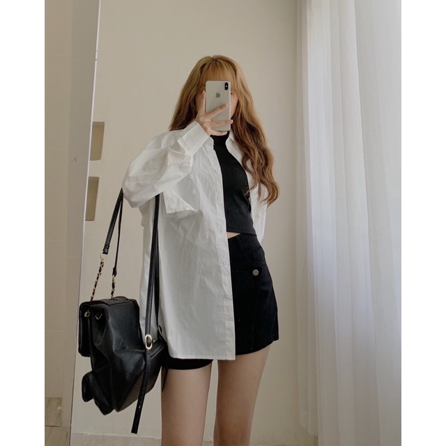 Áo sơ mi nữ form rộng, áo sơ mi thô 838