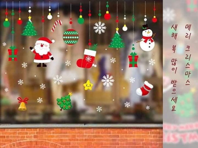 Decal trang trí noel dán cửa kính