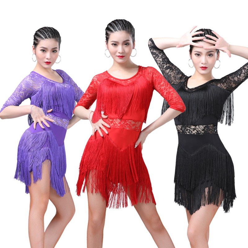 Chân Váy Khiêu Vũ Latin Phối Tua Rua Thời Trang Mới