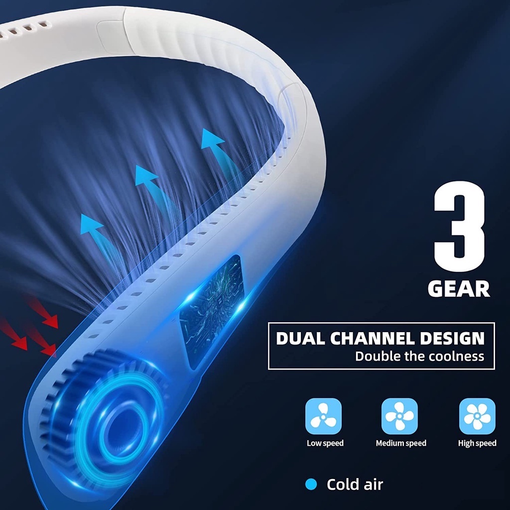 Quạt Mini Đeo Cổ Rảnh Tay 6000mah Sạc Usb Tiện Dụng