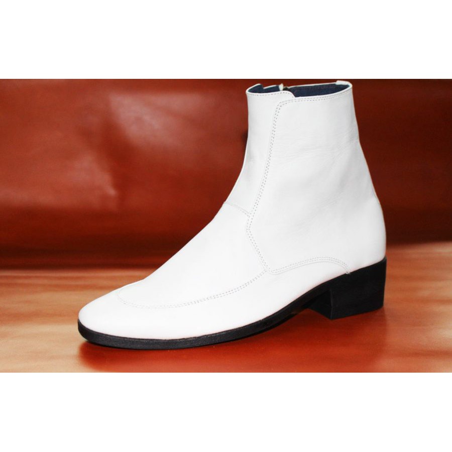 Giày boot nam da bò thật màu trắng. Mã số: B200
