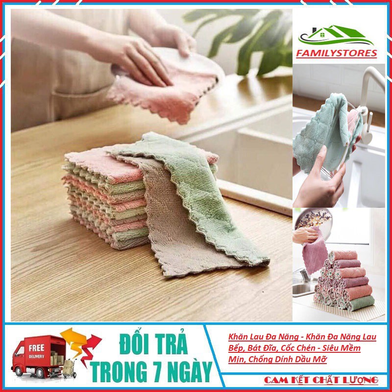 Khăn Lau Đa Năng - Khăn Đa Năng Lau Bếp, Bát Đĩa, Cốc Chén - Siêu Mềm Mịn, Chống Dính Dầu Mỡ