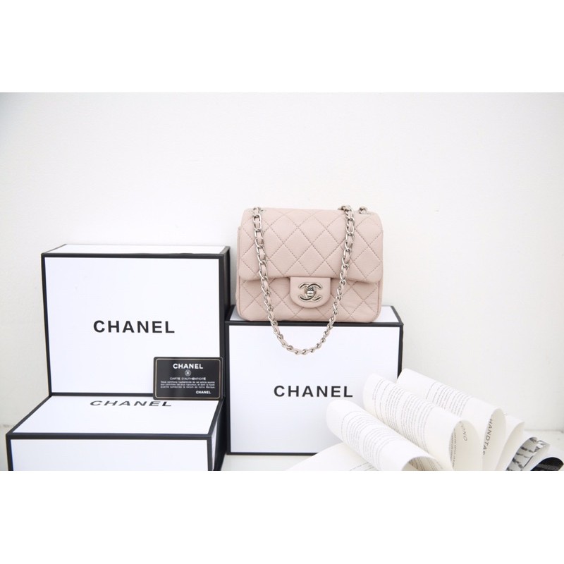 Túi CLASSIC MINI SP sz 17cm da thật fullbox nam châm màu hồng