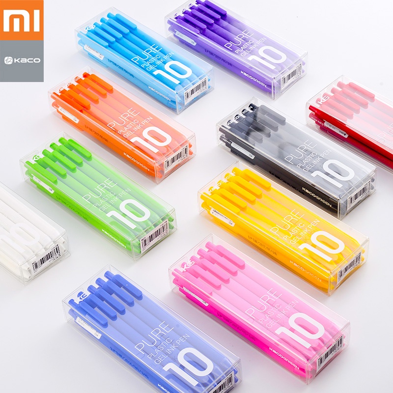 10pc Chính hãng Xiaomi Mijia Kaco Pen 0.5mm Gel Pen Bút ký Core Bút ký bền Refill Bút viết mượt mà Nguồn cung cấp văn ph