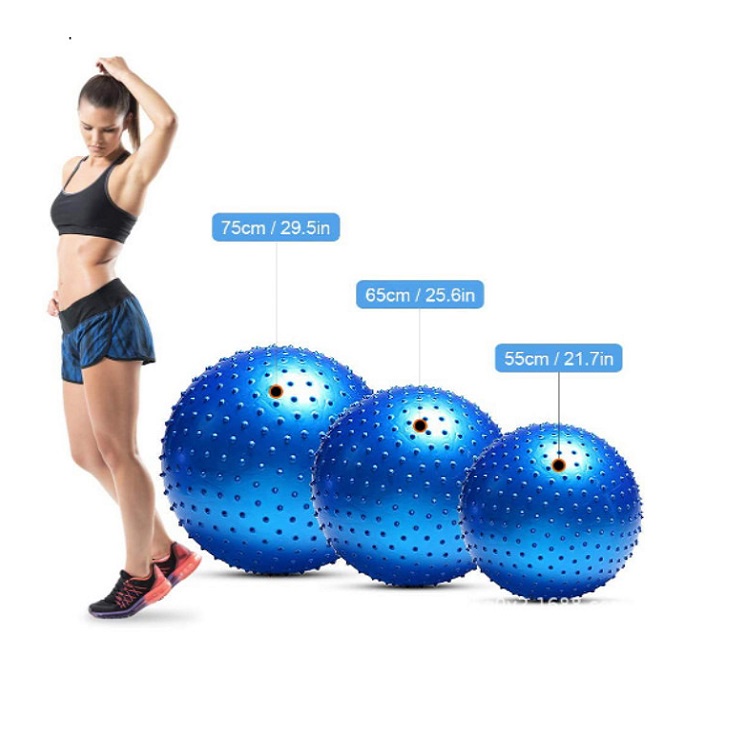 Bóng tập Gym,Yoga gai 75cm loại dày - 1kg ( Tặng Kèm 1 Bơm và bộ nút, gẩy bóng)