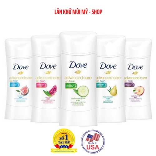 [USA] Lăn Khử Mùi Dove Advanced Care Hương Trái Cây Tươi Mát 74g (Sáp - Nữ)