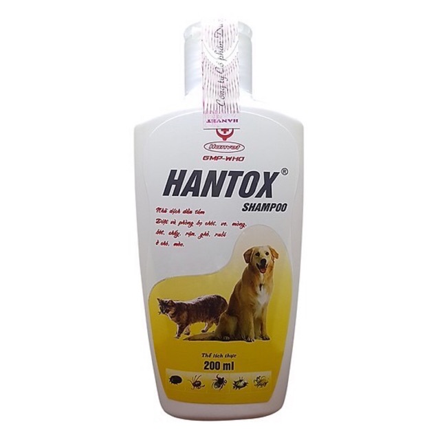 Sữa tắm cho chó mèo Hantox sampor cho chó mèo 200ml-Diệt và phòng bọ chét, ve chấy, rận ở chó mèo