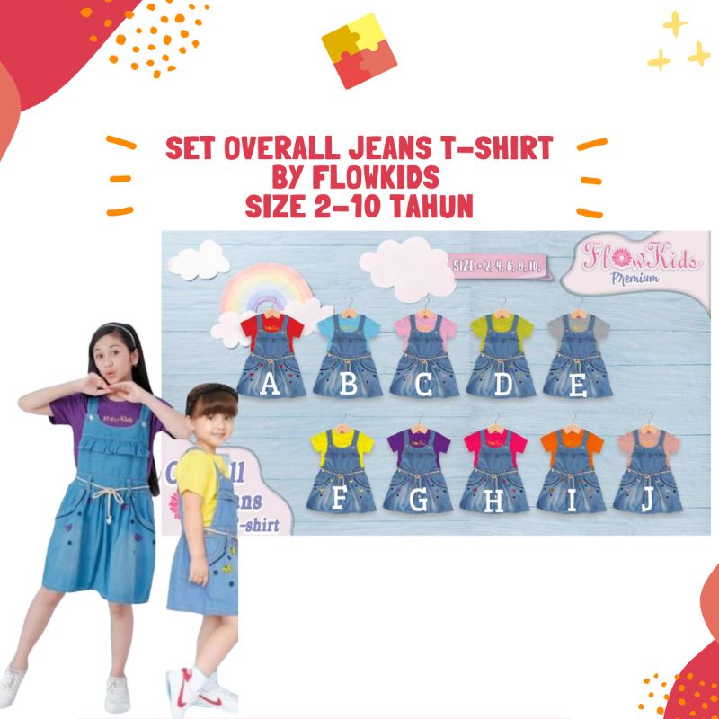 Quần Yếm Jean Có Áo Phông Của FLOWKIDS 2-10 Tuổi