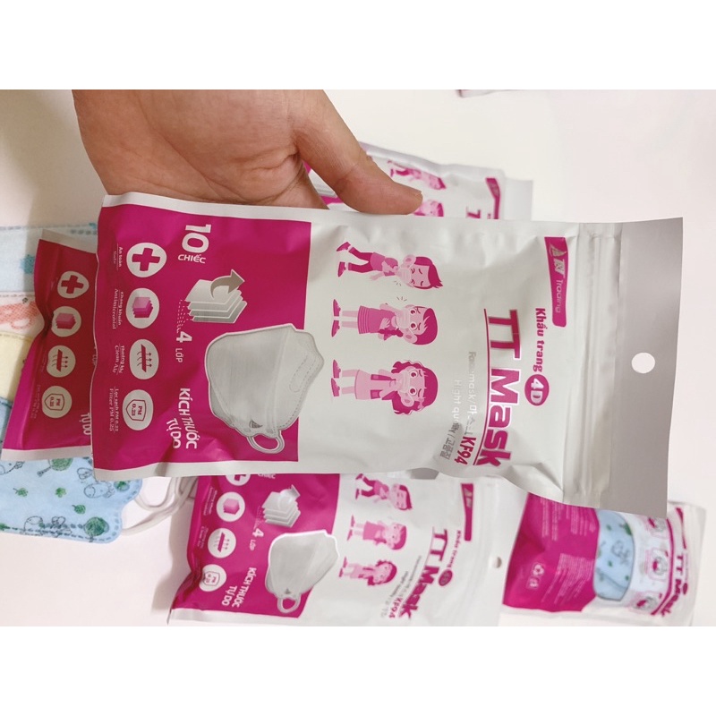 ( Túi 10 cái) Khẩu Trang 4D Trẻ Em KF94 Công Nghệ Dập Hàn Quốc - Hàng Chính Hãng Công Ty Trịnh Trung ( T&amp;T ). Mẫu mới