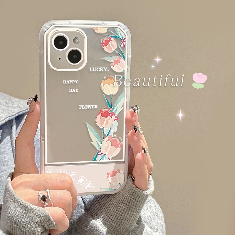 Ốp Điện Thoại Silicone Mềm Trong Suốt In Hoa Tulip Cho IPhone 12 13 Pro Max SE 2020 6 6S 7 8 Plus X XS XR Max 11 Pro Max Đứng