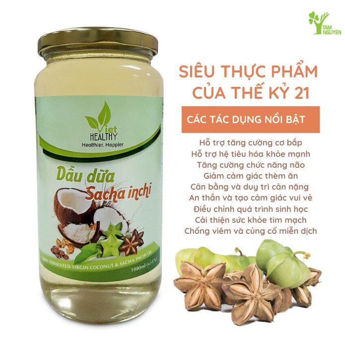 Dầu dừa Sacha Inchi tươi lạnh Viet Healthy 500ml