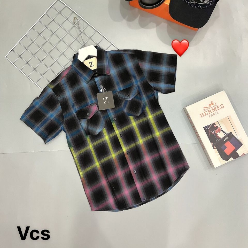 Áo sơ mi nam nữ tay ngắn tay dài phối viền sọc chất liệu kate lụa không phai màu không nhăn cao cấp, áo sơ mi nam tay n