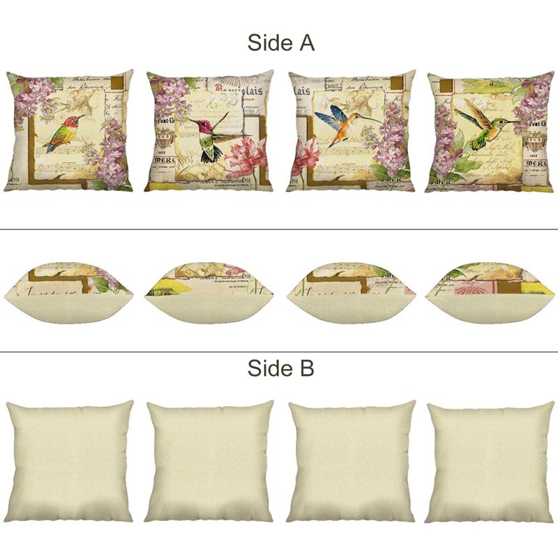 Vintage Bird Cushion Covers Flower Decorative Throw Pillow Covers Square Pillowcases for Sofa Bedroom Home DéCor