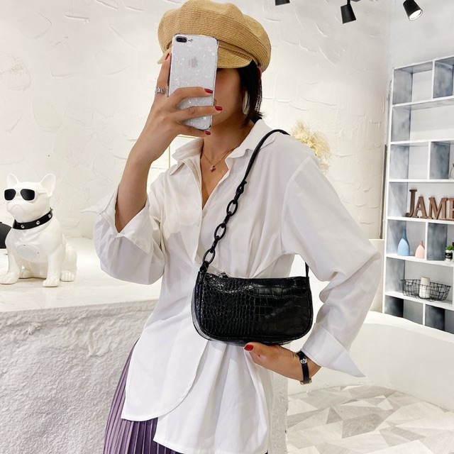 (Hot trend) Túi kẹp nách nữ/Túi xách nữ da cá sấu dây pha xích T29 | BigBuy360 - bigbuy360.vn