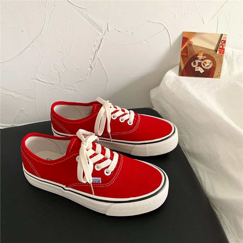 Giày thể thao đế bằng classic màu đỏ tươi