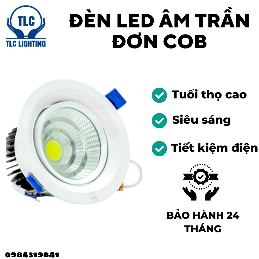 Đèn led âm trần đôi - Đèn LED Âm Trần COB TLC Lighting Siêu Sáng, Siêu Tiết Kiệm, Tháo Lắp Dễ Dàng - Bảo Hành Uy Tín