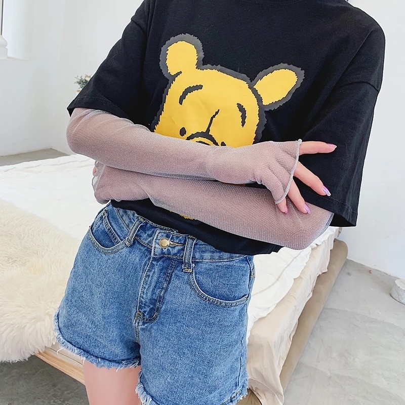 Găng Tay Dài Phối Ren Thoáng Khí Chống Nắng Cho Nữ