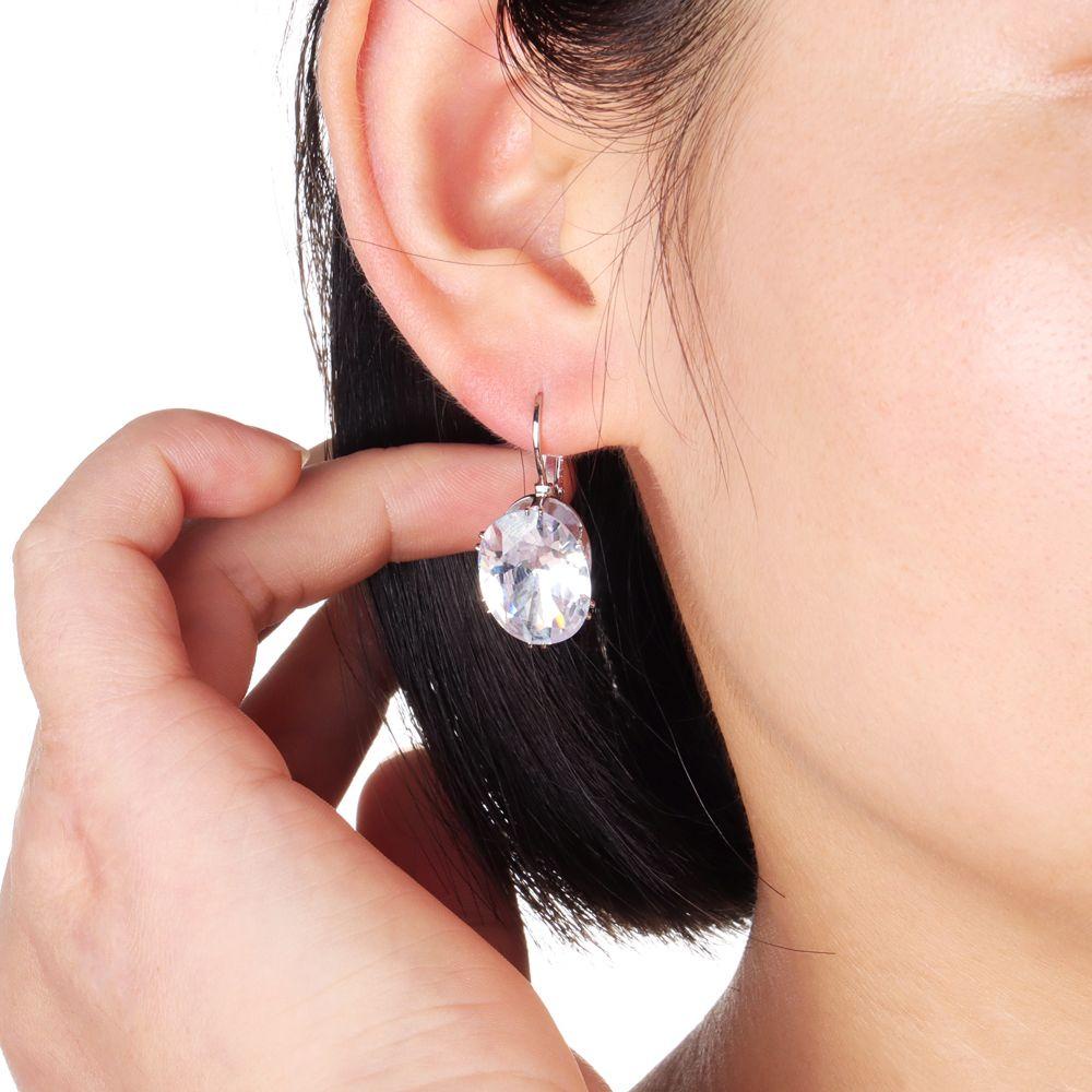 Bông Tai Hình Oval Đính Đá Topaz Thời Trang Dự Tiệc Cho Nữ