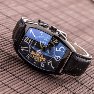 Đồng hồ nam tourbillon GUCAMEL hình chữ nhật nam da mặt rỗng- Đồng hồ Cơ tự động cá tính DM06