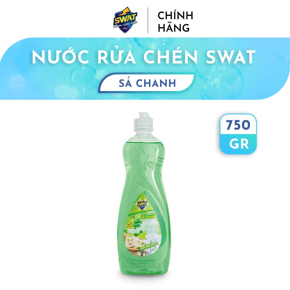 Nước Rửa Chén SWAT Hương Sả Chanh Siêu Sạch 750Gr Tiện Lợi