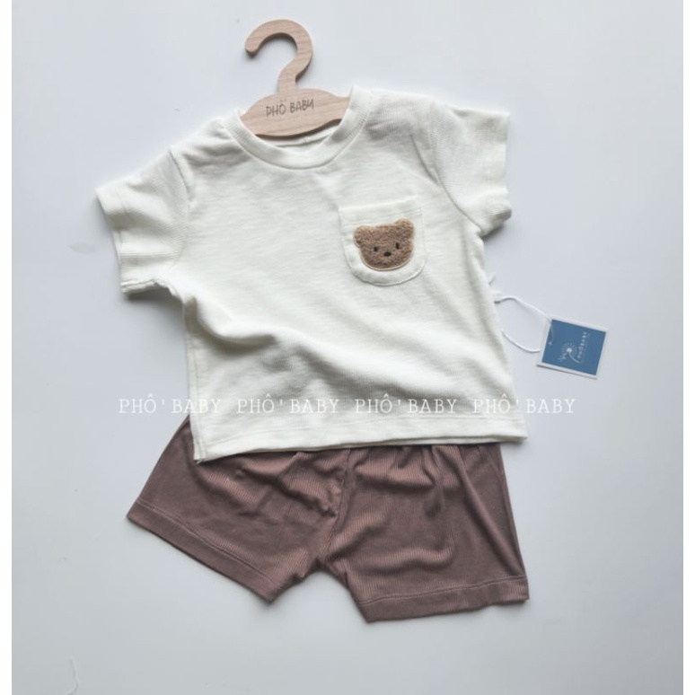 Bộ gấu thun tắm mềm mịn, mát cho bé dễ thương