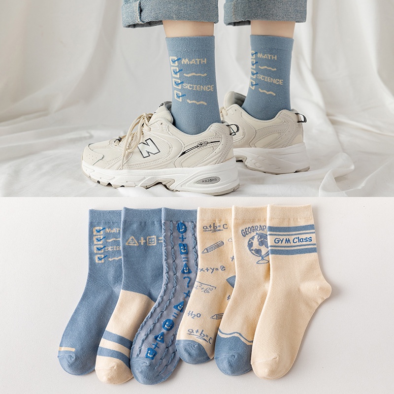 In stock cute Japanese ins style mid-calf socks tide outside women's socks cotton soft
