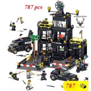 [787 CT-TÚI BÓNG] BỘ ĐỒ CHƠI XẾP HÌNH LẮP RÁP TRỤ SỞ CẢNH SÁT,OTO,ROBOT, THUYỀN, LẮP GHÉP TRỰC THĂNG,XE SWAT