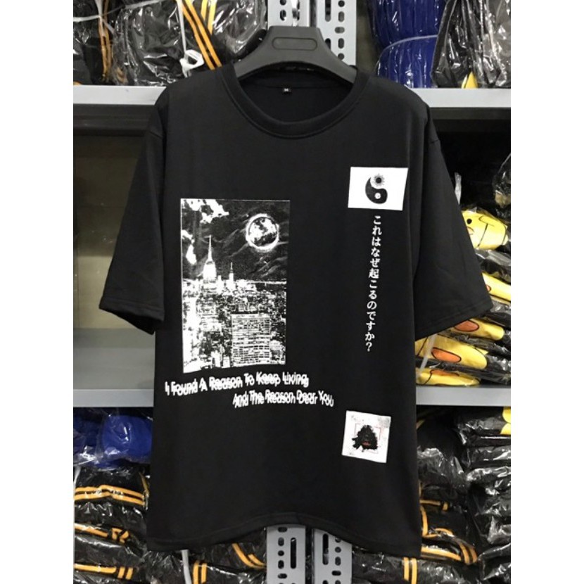 [ Rất Đáng Tiền ]Áo Thun Tay Lỡ Tháp Bát Quái Unisex form rộng châu âu (kèm ảnh video thật )