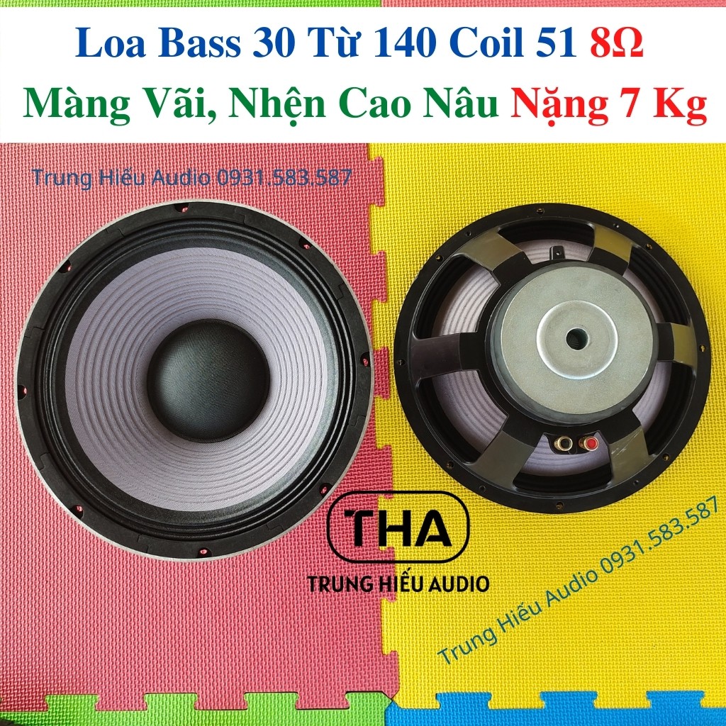 Loa Bass 30 Từ 140 Coil 51 Hệ 8Ω, Màng Vãi, Nhện Cao Màu Nâu, Củ Loa Bass 3 Tấc Gân Vãi Tẩm Dầu Trung Hiếu Audio