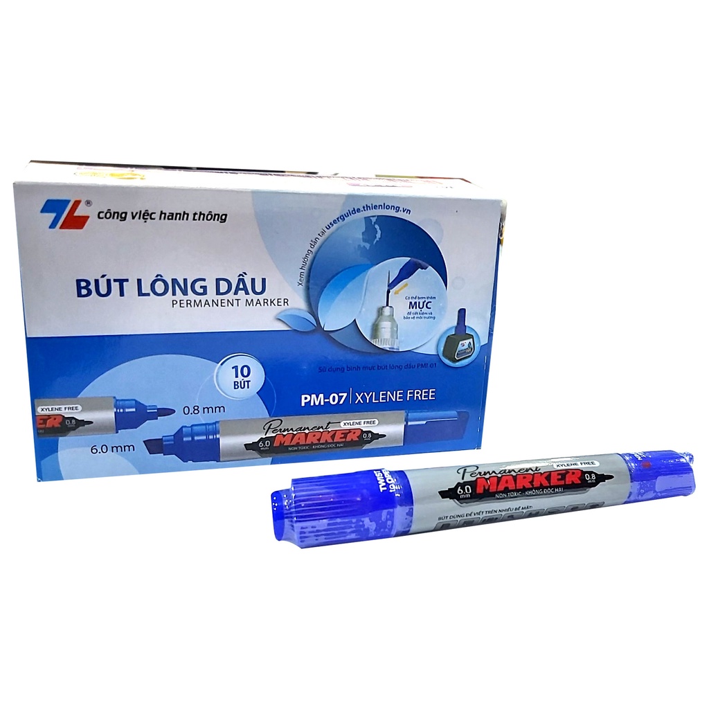 Hộp Cây Bút Lông Dầu Thiên Long - PM-07 - Mực Xanh