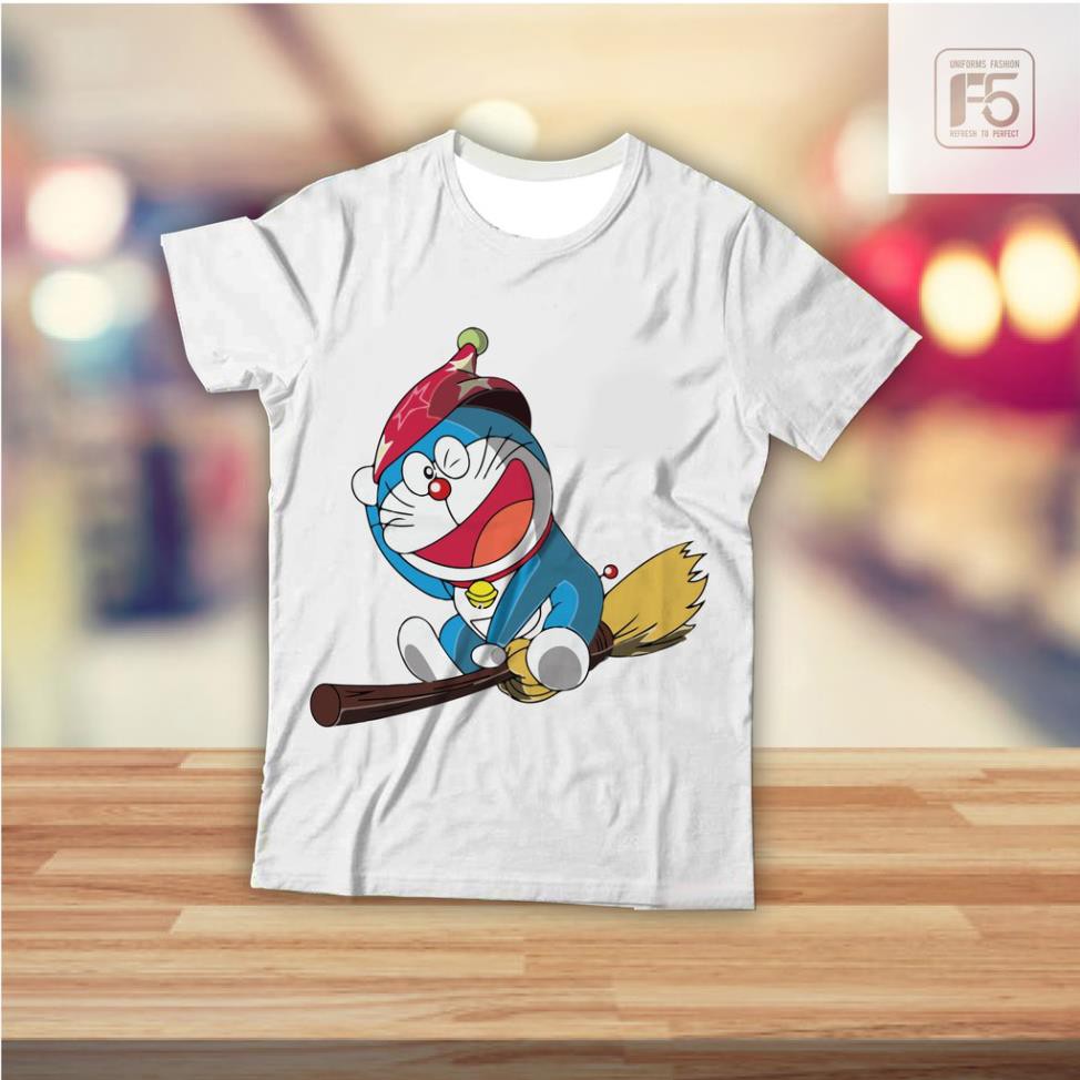 🔥XẢ LỖ🔥 Doraemon phù thủy - Doremon pháp sư - Đô rê mon cưỡi chổi - Áo thun F5 - Áo phông, áo thun thời trang rẻ đẹp