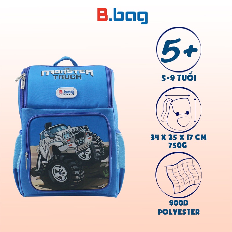 Balo Chống Gù Adventure Box-Monster Truck B-12-112 Xanh đậm