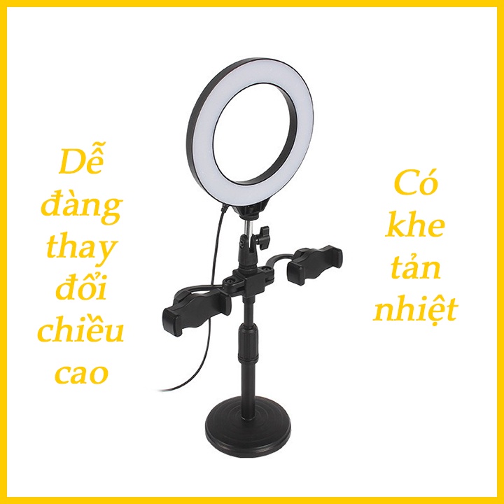 Đèn Livetream DK-099 để bàn 3 trong 1 - Kẹp được 2 điện thoại cũng lúc, Có 3 chế độ màu khác nhau Taiyoshop4