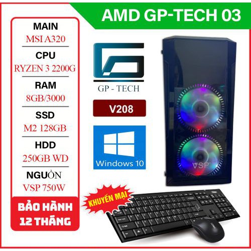 AMD GP-TECH 03 - Mainboard MSI A320/ CPU RYZEN 3 2200G