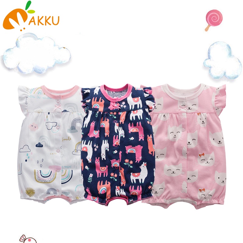 Bodysuit cho trẻ mới biết đi Jumpsuit em bé Onesie Girl Boy Pure Cotton One Piece Suit Set Thời trang AKKU dễ thương