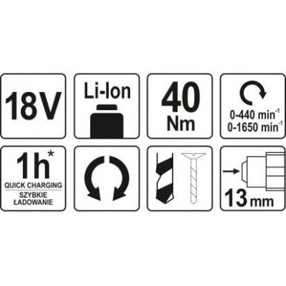 [ Đồ Nghề Phụ Tùng Cao Cấp ]. Đồ Nghề Yato Balan. Máy khoan vặn vít dùng pin 18V Yato YT-82783( không kèm pin)