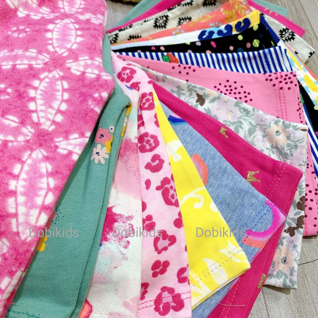 Quần legging lửng bé gái combo 5c cotton xuất co giãn mềm họa tiết xinh xắn (9-41kg)