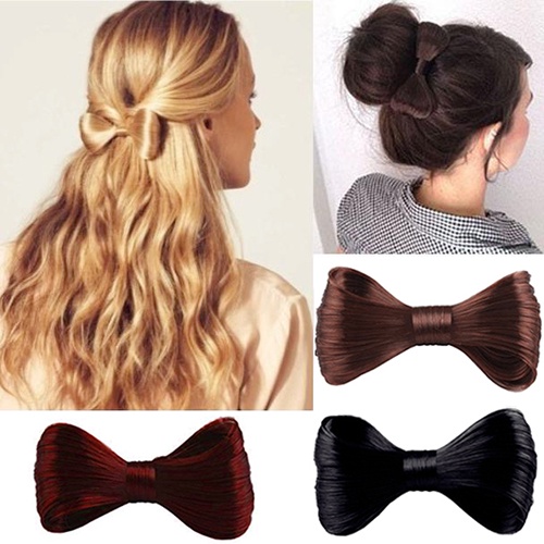 Kẹp tóc mỏ vịt thiết kế dạng tóc giả hình nơ độc đáo