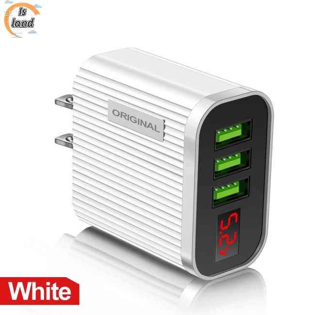 Củ Sạc Nhanh 5V / 3.1A 3 Cổng Usb Màn Hình Kỹ Thuật Số Cho Điện Thoại