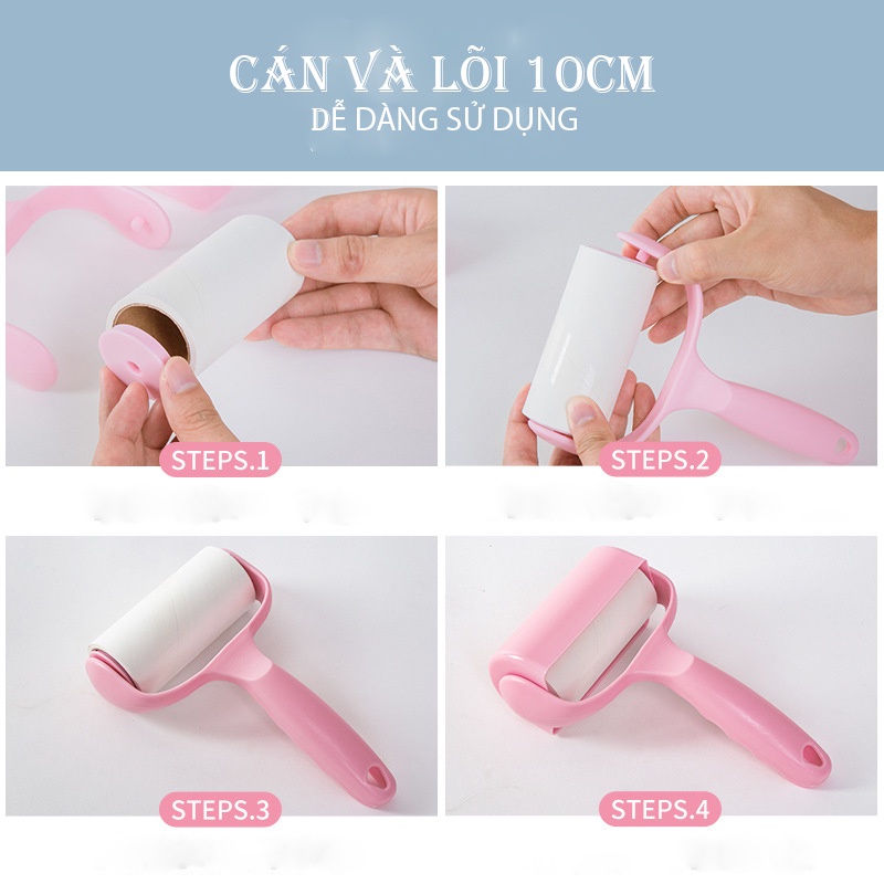 Cây lăn bụi quần áo, sofa, ga gường, lông chó mèo (Tặng kèm 2 lõi)