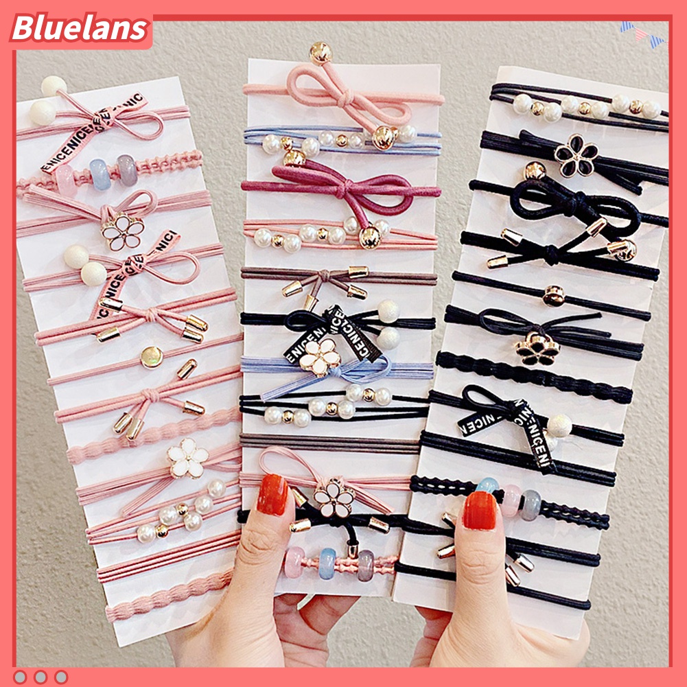 Set 12 Dây Cột Tóc Co Giãn Nhiều Kiểu Xinh Xắn Cho Nữ