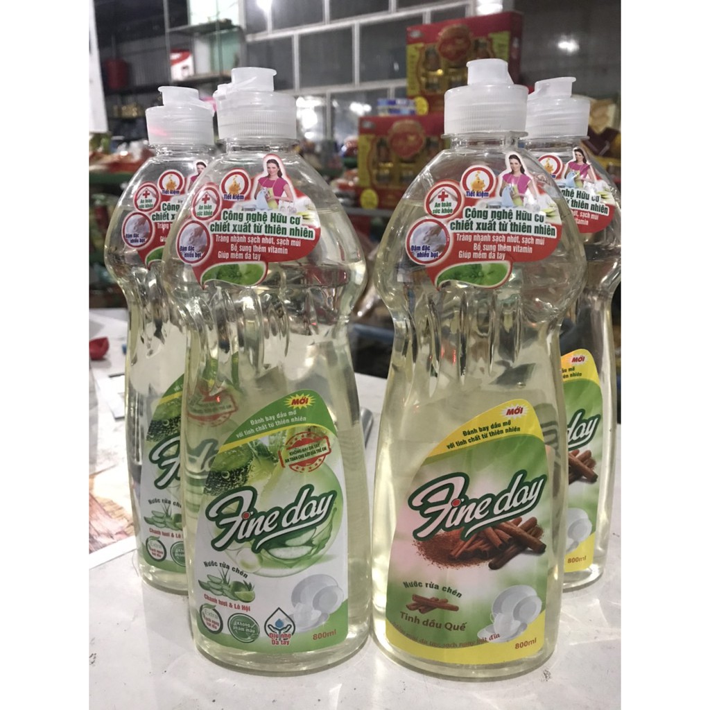 Nước Rửa Chén Fineday Tinh Dầu Quế/ Chanh Lô Hội 800ml