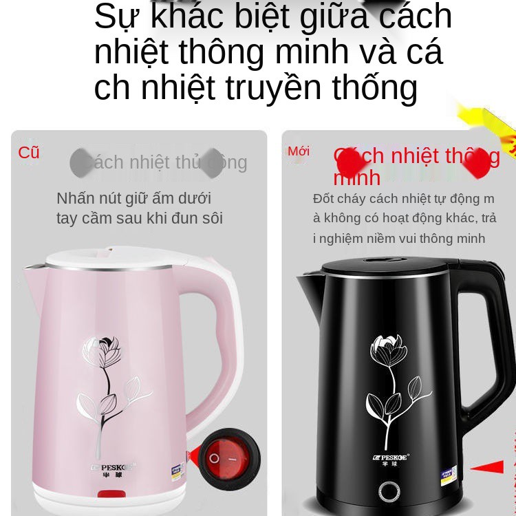 Bán cầu giữ nhiệt ấm điện đun nước inox nội địa công suất lớn tự động ngắt