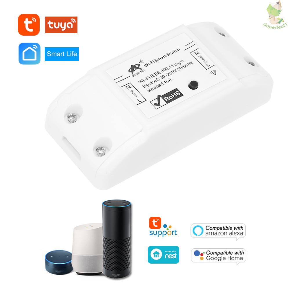 New Tuya Wifi Switch 10A/2200W Wireless Remote Switch DIY Relay Module for Android/IOS APP Control Timer Compatible with Alexa Google Home for Universal Smart Home Automation