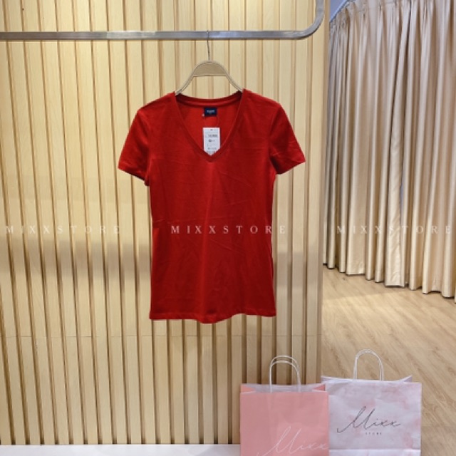 Áo Thun Nữ cổ tim trơn chất thun cotton mềm mịn thoáng mát phom suông vừa bảng màu ngọt xinh xắn