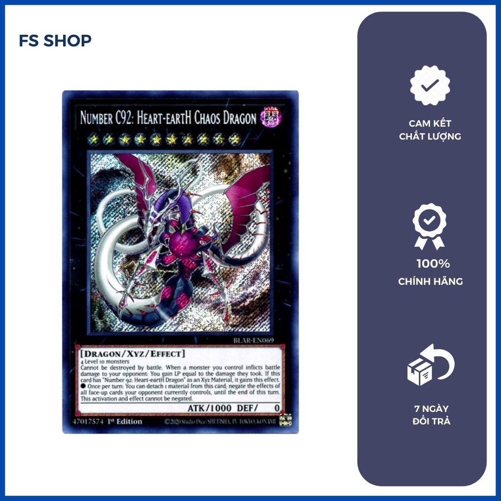 Thẻ bài Yugioh - Number C92: Heart-eartH Chaos Dragon (Secret Rare)-Thẻ bài chính hãng