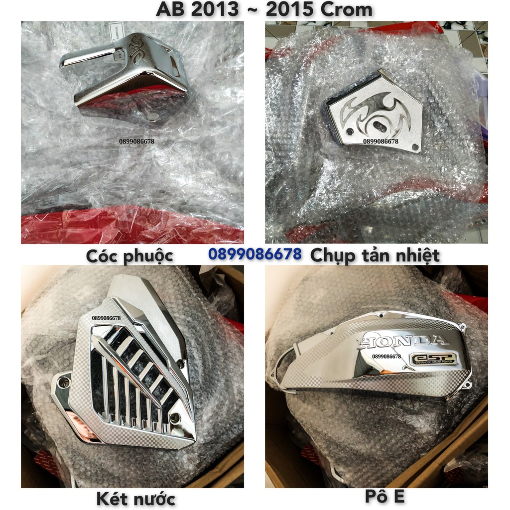 Phụ Kiện Ốp Xe AirBlade (AB) 2013, 2014, 2015 - Crom- Phụ kiện Đồ chơi Ốp trang trí bảo vệ xe máy Honda Air Blade